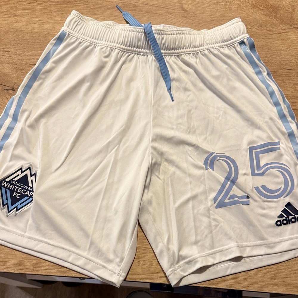 adidas White/Blue Vancouver Whitecaps Soccer Shorts size medium